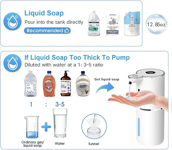 Automatic Liquid Soap Dispenser,6 Level Adjustable Liquid, Wall Mount Soap Dispenser,USB Rechargeable with LED Display,12.8oz/ 380ml Touchless Hand & Dish Dispenser for Bathroom, Kitchen - ModernBath
