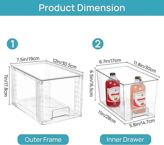 Vtopmart 4Pack Large Stackable Kitchen Pantry Storage Drawers, Clear Organizer Bins with Handles, Acrylic Drawer Organizers for Kitchen Pantry, Bathroom Undersink, Cabinet Organization and Storage - ModernBath