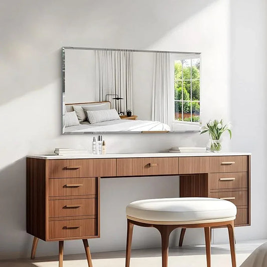 KOCUUY Beveled Mirror, 24x40 Inch Frameless Bathroom Mirror for Over Sink, Upgraded Shatterproof Beveled Unframed Design Mirror for Bathroom, Bedroom, Hang Horizontal/Vertical - ModernBath