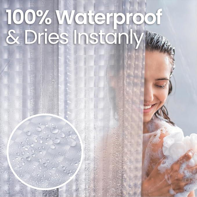 LiBa Waterproof PEVA 8G Shower Curtain, Plastic for Shower Stall, Bathtubs, Heavy Duty Bathroom Shower Curtain, Weighted Magnets,Rustproof Grommets - 3D Cat Eyes Pattern, 72x72 - ModernBath