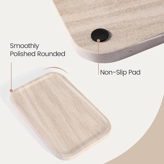 Karibiber Marble Vanity Tray, Bathroom Tray Countertop, Decorative Dresser Organizer, Perfume, Jewelry Holder, Beige Stone Serving for Kitchen Sink Storage(MOCA Cream) - ModernBath
