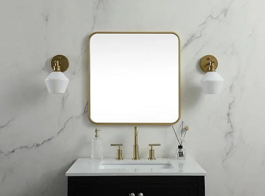 ARS Concepts Aura, Soft Corner Metal Square Mirror 24X24 Inch in, Modern, Brass - ModernBath