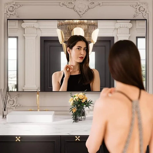 LOAAO Black Bathroom Mirror 72"X32" for Wall, Rectangle Bathroom Vanity Mirror, Tempered Glass, Hangs Vertically or Horizontally, Easy to Install, Modern Design - ModernBath