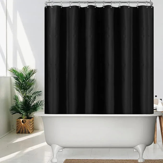 Mrs Awesome Black Clawfoot Tub Shower Curtain or Liner with 12 Magnets - Free 36 Hooks Included, Waterproof PEVA, 180" x 70", Black - ModernBath