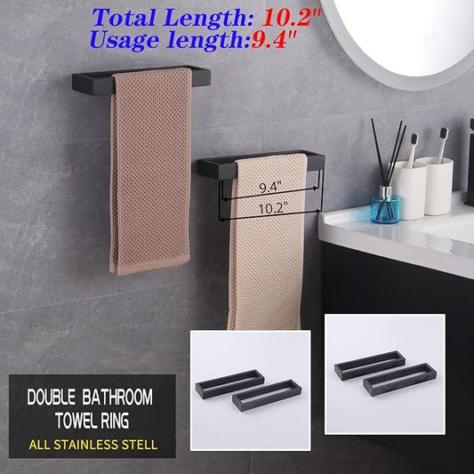 GERZWY Modern Black Towel Holder Stainless Steel Towel Ring for Bathroom Lavatory Wall Mount Contemporary Style 2 Pack HG1716-2BK - ModernBath