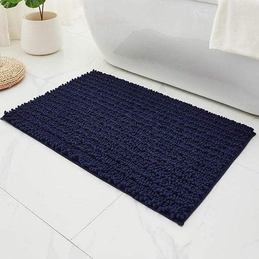 ILANGO Bathroom Rugs Navy Blue 36x24,Extra Soft Absorbent Chenille Bath Rugs,Thick Non-Slip Shaggy Bath Mat,Machine Washable Quick Dry Bath Mats for Bathroom Floor, Tub, Shower Accessories - ModernBath