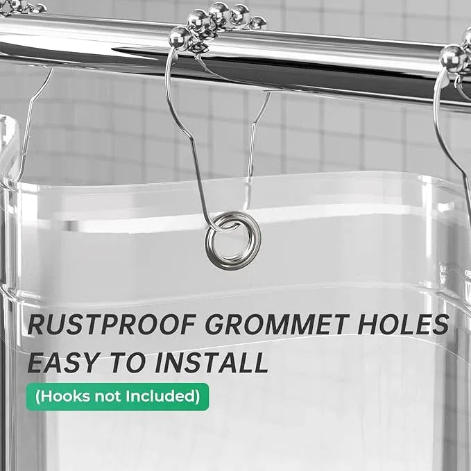 AmazerBath Extra Long Shower Curtain 90 Inches Long, Clear Premium PEVA Plastic 72x90 Inches, Tall Bathroom Curtain Heavy Duty with 3 Weighted Stones and 12 Grommet Holes - ModernBath