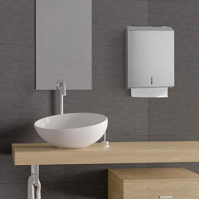 Paper Towel Dispenser Wall Mount - Multifold Trifold Paper Towel Dispensers, Large Capacity Stainless Steel Tissue Holder, Suitable for Bathrooms and Public Places - ModernBath