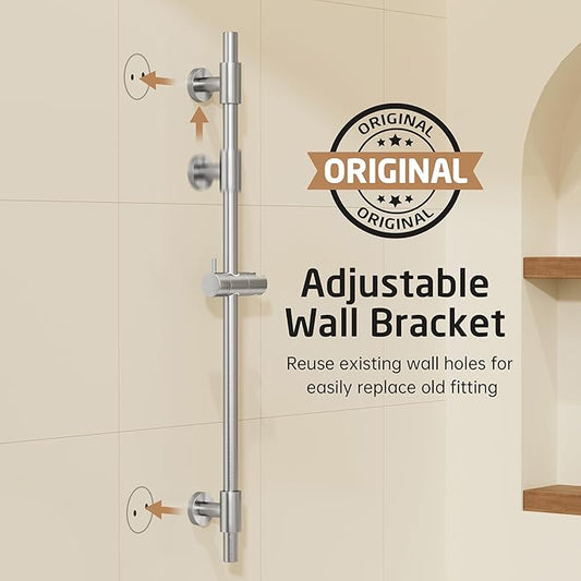 KES 30-Inch Shower Slide Bar with Adjustable Handheld Shower Head Holder, Reuse Existing Holes, Universal Fit, SUS304 Brushed Stainless Steel Wall Mount for Bathroom, Drilling Required, F209S78-BS