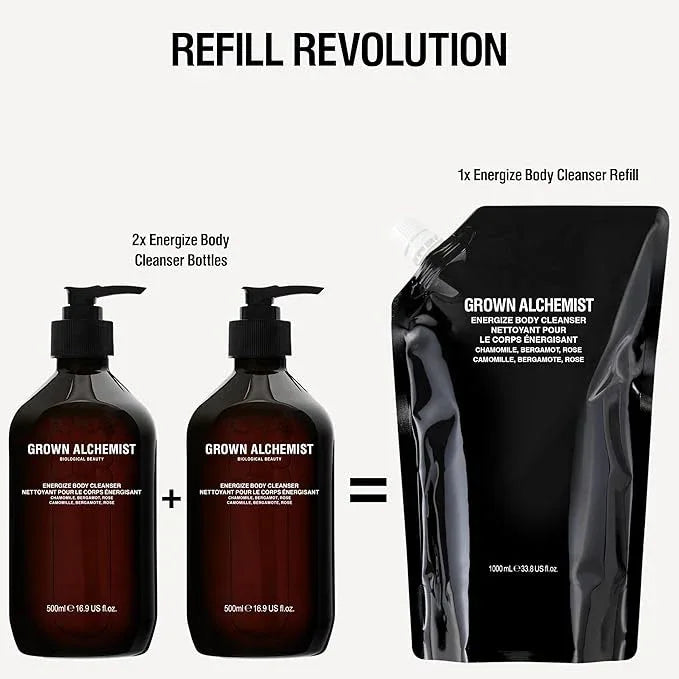 Grown Alchemist Energize Body Cleanser. Chamomile, Bergamot & Rose Body Cleanser. Gentle Body Wash. Hydrates & Cleanses Skin (500 ml) - ModernBath