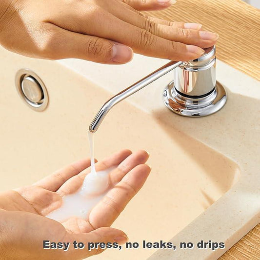 Gagal Soap Dispenser (Chrome) and Extension Tube Kit for Kitchen Sink, Complete Brass Pump with 40" Silicone Tube Connect to The Bottle Directly, Say Goodbye to Frequent Refills - ModernBath