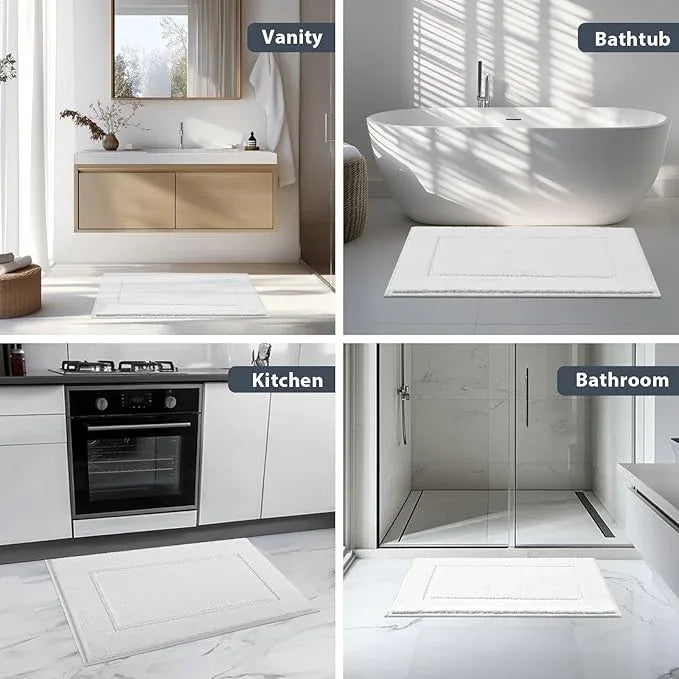 anllugs Bathroom Rugs U-Shaped 20" x 24", Non-Slip Extra Soft Absorbent Bath Rugs, Machine Washable Quick Dry Bath Mats for Toilet Base, White - ModernBath