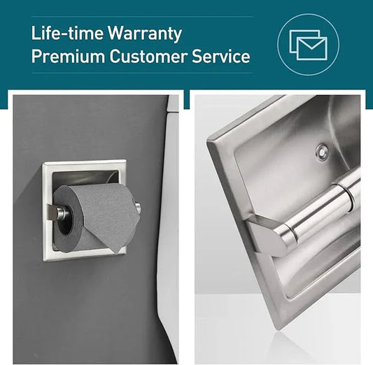Recessed Toilet Paper Holder,Stainless Steel in Wall Toilet Paper Roll Holder for Bathroom Insert Design with Mounting Bracket,Commercial Toilet Tissue Dispensers Wall Mount,Brushed Nickel - ModernBath