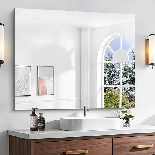 KOCUUY Frameless Bathroom Mirror, 30"x36" Frameless Mirror for Bathroom Sink, Unframed Mirrors for Wall Upgraded Shatterproof Design, Modern Decorative for Bedroom, Living Room, Entryway - ModernBath