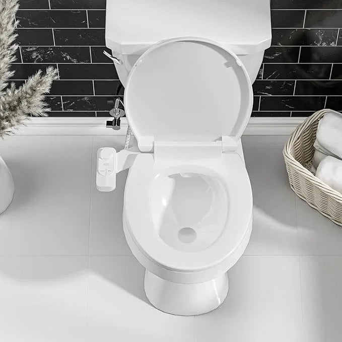 SAMODRA Non-Electric Bidet - Self Cleaning Dual Nozzle (Frontal and Rear Wash) Fresh Water Bidet Toilet Seat Attachment with Independent Adjustable Water Pressure (Classic White) - ModernBath