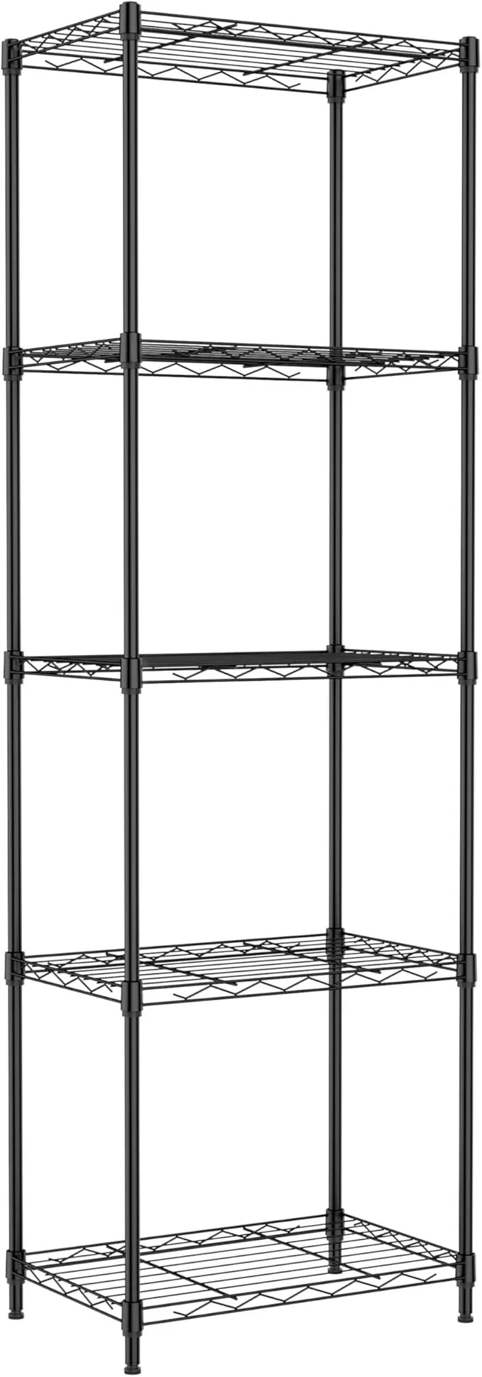 IZEUK 5 Tier Metal Wire Shelf Unit, Black Storage Rack Organizer for Kitchen, Bedroom, Living Room or Laundry Room, 17.7" W x 11.8" D x 55.0" H - ModernBath