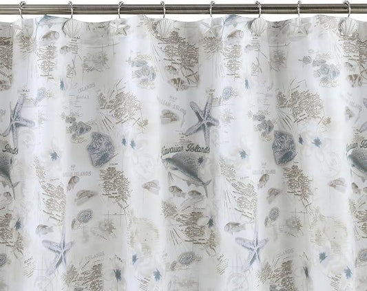 Coastal Seashell Shower Curtain Hooks, Under The Sea Beach Starfish Bathroom Shower Curtain Hooks Rust Proof, 5 Roller Ring Balls White Decorative Shower Hooks for Shower Curtain, Set of 12 - ModernBath