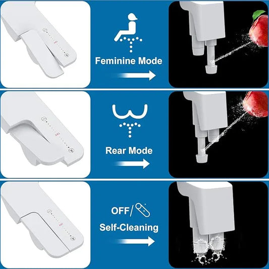 Bidet Attachment for Toilet, Non-Electric Bidet Self-Cleaning Dual Nozzle (Feminine/Rear Wash), Cold Water Bidets Sprayer for Existing Toilets Cover with Adjustable Pressure, Easy to Install, White - ModernBath
