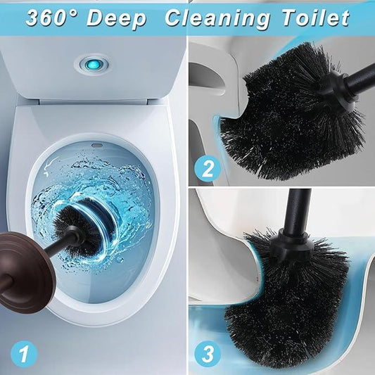 Bronze Toilet Brush and Holder Set,304 Stainless Steel Toilet Bowl Brush and Holder for Bathroom,Heavy Duty Toilet Brush,Durable Scrubbing Bristles,Splash Resistant,Long Hanlde - ModernBath