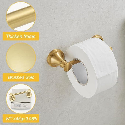 BESy Wall Mounted Toilet Paper Roll Holder Rustproof Tissue Paper Holder Bathroom Flexible Pivoting Tissue Handle Toilet Tissue Roll Holder, Brushed Gold, Stainless Steel - ModernBath
