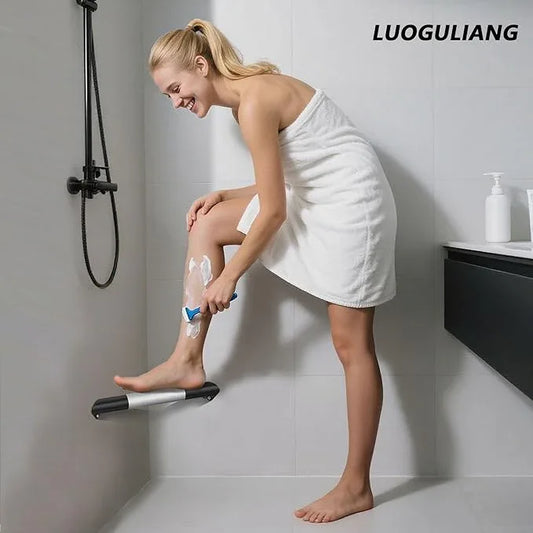 LUOGULIANG Shower Foot Rest Bar, Matte Black Corner Shower Foot Rest for Shaving Legs, Wall Mounted Non-Slip Stainless Steel Bar Shower Step Foot Ledge - ModernBath