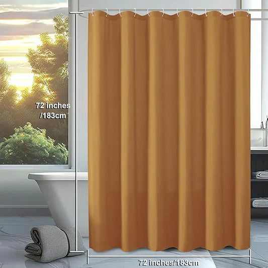 OVZME Zora Solid Gold Shower Curtain for Bathroom, Fabric Shower Curtain- Soft Cloth & Hotel Spa Quality, Water Repellent, Machine Washable Shower Curtain Set with 12 Hooks, Grommets Top, 72Wx72L - ModernBath