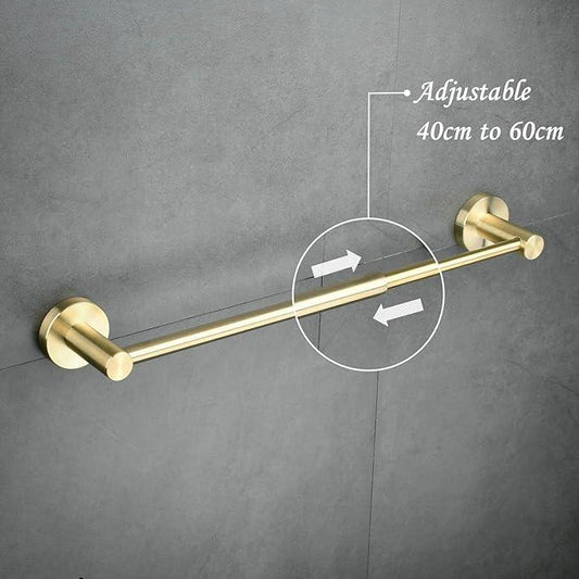 SHUNLI Bathroom Towel Bar Adjustable Flexible 16 to 26 Inch, Brushed Gold Towel Rack Bath Hand Towel Holder Retractable, Wall Mounted/SUS304 Stainless Steel - ModernBath