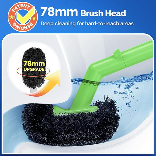 HAMITOR Toilet Plunger Bowl Brush Combo:Heavy Duty Rubber for Drain Clog Remover - Curved Design Bristles for Deep Cleaning Under Rim - Compact Bathroom Cleaning Tools for New Homet Essentials-Green