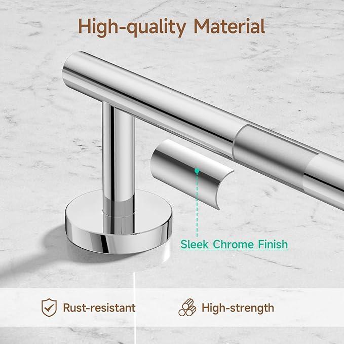 USHOWER Polished Chrome Bathroom Accessories Set, 24-Inch Towel Bar Set Wall Mounted, Durable SUS304 Stainless Steel Bathroom Hardware Set, 4-Piece - ModernBath