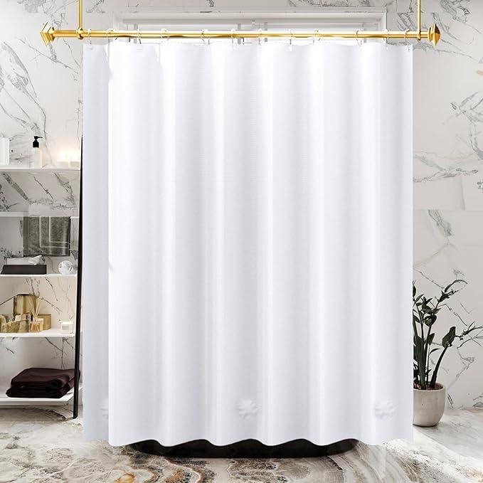 AmazerBath 48x72 Shower Curtain Stall, PEVA White Heavy Duty Shower Curtain with 2 Weighted Stones and 8 Grommet Holes - ModernBath