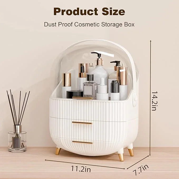 lurcns Makeup Organizers and Storage, Make up Organizer for Vanity Cosmetics Skincare Organizers With Lid and Drawers Display Cases for Countertop(White) - ModernBath