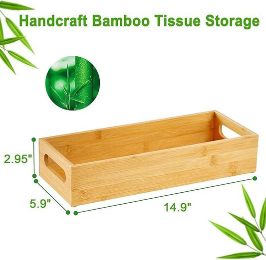 VITVITI Toilet Tray for Bathroom, Bamboo Toilets Paper Storage with Handles, Toilet Paper Tray Holder Organizer Basket for Top Tank/Kitchen Counter Natural,14.9x5.9 Inch - ModernBath
