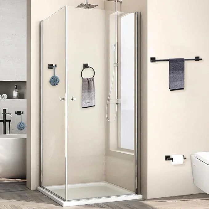 Matte Black Towel Bar Set, 5 Pieces Double Dase Toilet Paper Holder Bathroom Hardware Set, 23.6 Inch Stainless Steel Towel Racks for Bathroom Wall Mounted - ModernBath