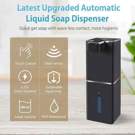 JEMISUN Automatic Liquid Soap Dispenser Touchless Soap Dispenser 380ml/12.8oz Rechargeable, Wall Mounted,4 Levels Adjustable Auto Soap Pump for Bathroom Kitchen Dish Soap - ModernBath