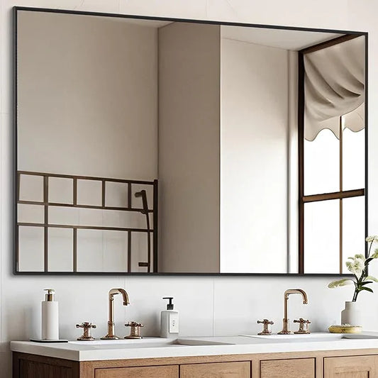 DESBING Black Bathroom Mirror for Wall, 36x48 Inch Rectangle Mirrors with Metal Frame, Modern Vanity Wall Mirror Decor for Entryway Hangs, Bathroom Living Room Horizontal or Vertical - ModernBath