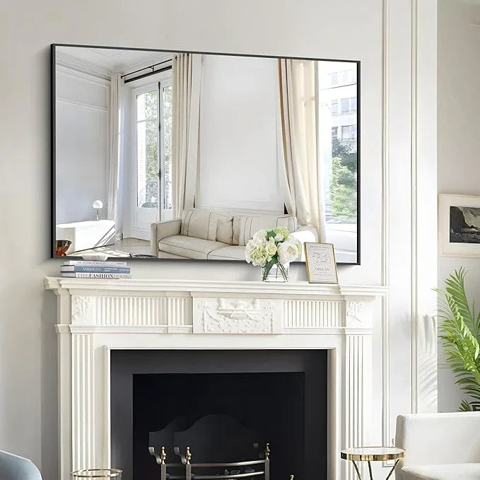 COFENY Bathroom Black Mirror, 36x55in Black Rectangle Mirror with Thin Metal Frame, Large Rectangular Wall Mirror for Bathroom, Living Room, Hair Salon, Big Farmhouse Mirror Hang Horizontal/Vertical - ModernBath