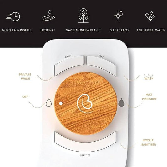 Boss Bidet Revolution Cool Water. Bidet attachment for toilet. Luxury design, bathroom bidet sprayer for toilet, auto shut off, non electric, dual nozzle, feminine wash, self cleaning. Bali Bamboo. - ModernBath