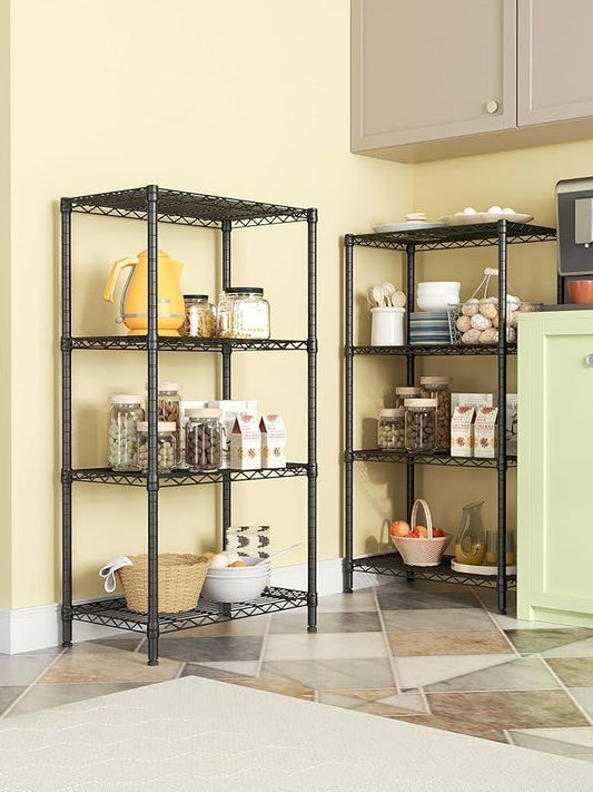 SINGAYE 4 Tier Storage Rack Wire Shelving Unit Shelves Metal for Pantry Closet Shelve Organization Kitchen Laundryroom 800Lbs Capacity 24" D x 14" W x 48" H Black - ModernBath