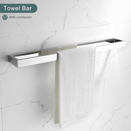 TNOMS 4-Pieces Bathroom Hardware Set, Polished Chrome Towel Bar Set, Wall Mounted Stainless Steel Bathroom Hardware Accessories Set, 23.6 inch - ModernBath