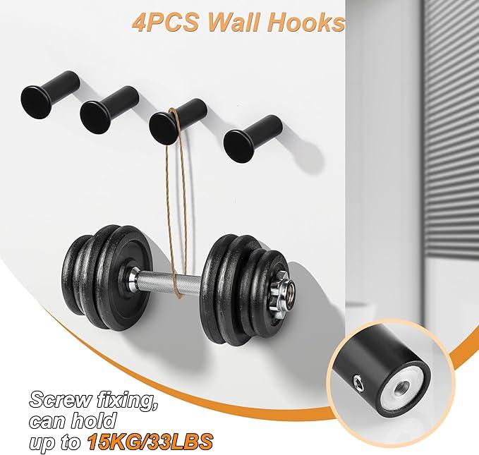 SAYAYO 7-Piece Bathroom Hardware Set Black, Includes 16 Inch Towel Bar, Towel Ring, Toilet Paper Holder & 4Pcs Coat Hooks Wall Mount, Towel Racks for Bathroom Accessories Set SUS304 Stainless Steel - ModernBath