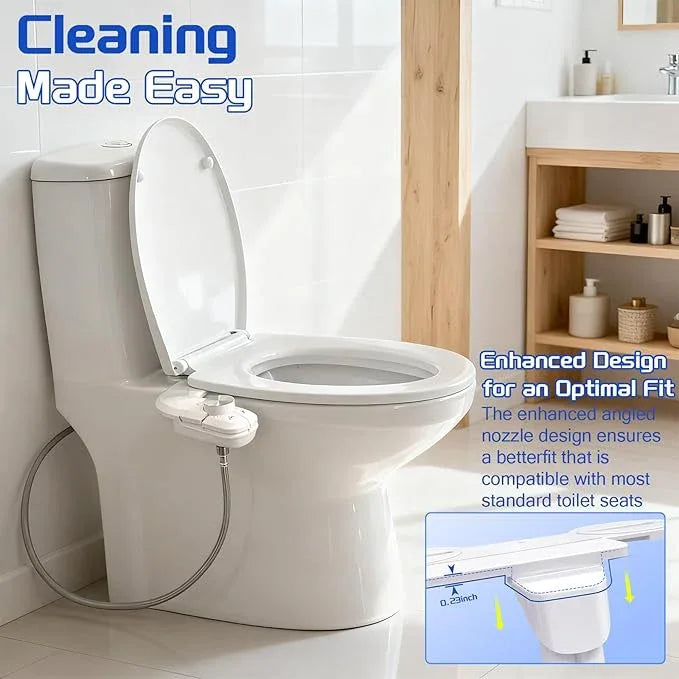 Bidet Attachment for Toilet Non-Electric Ultra-Thin Design,Self-Cleaning Dual Nozzles With Adjustable Angle,Rear & Feminine Hygiene Wash,Adjustable Water Pressure,Cold Water Only, White(0.23 in) - ModernBath