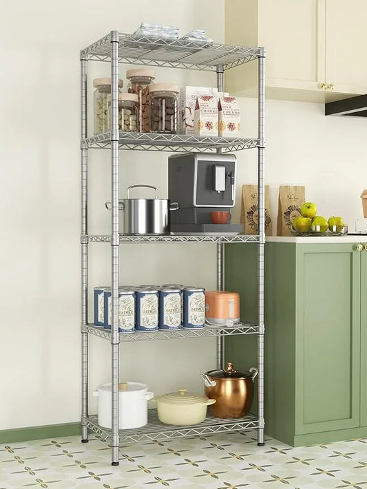 SINGAYE 5 Tier Storage Garage Shelving Units Heavy Duty Wire Shelves Pantry Metal for Pantry Closet Kitchen Laundry Bathroom Organizers Shelf Home Shorage Gray - ModernBath