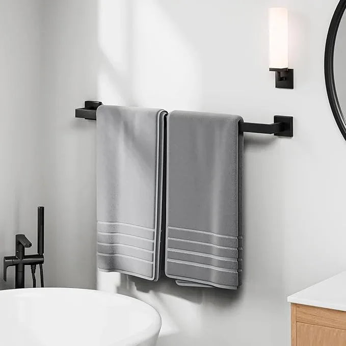 Matte Black Towel Bar 24 Inch, Square Base Thicken Towel Rack for Bathroom Wall, SUS304 Stainless Steel Towel Rod, Modern Home Decor (Total Length 26-Inch) - ModernBath