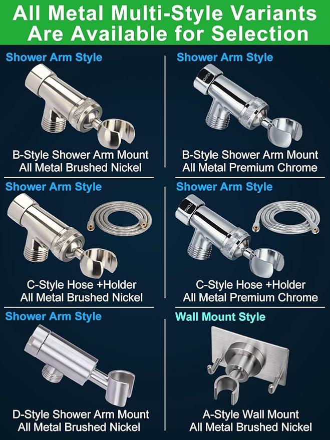 YUHX All Metal Shower Head Holder and Hose Stainless Steel Extra Long 6 ft,Adjustable Handheld Shower Arm Bracket,Premium Chrome - ModernBath