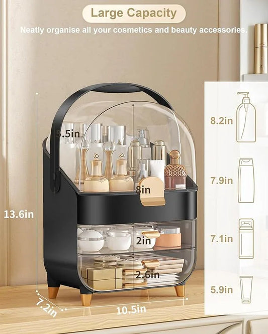 Makeup Organizer Countertop, Skincare Holder Bathroom Counter Organizer, Storage Box Cosmetic Display Cases, Teen Girl Gifts Make up Organizers for Vanity, Dresser (Black) - ModernBath