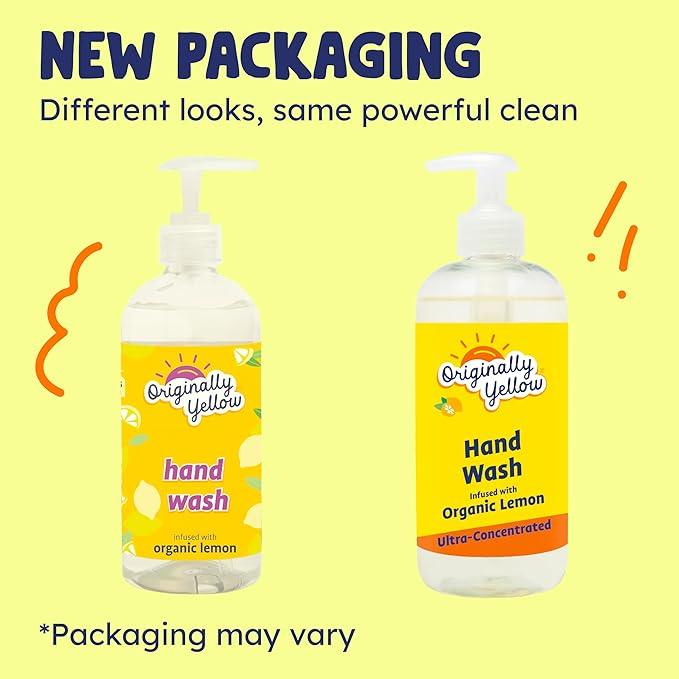 Originally Yellow Plant-Based Hand Soap All Natural Infused with Organic Lemon | Gentle Natural Hand Soap | Pet & Baby-Safe Soap, 16 Fl Oz (3-Pack) - ModernBath