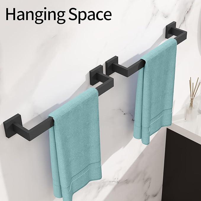 Bathroom Towel Bar,16 Inch Towel Racks for Bathroom Wall Mounted,Stainless Steel Towel Rail Hanger for Wall,Matte Black Towel Holder for Wall, Kitchen(2 Pack) - ModernBath