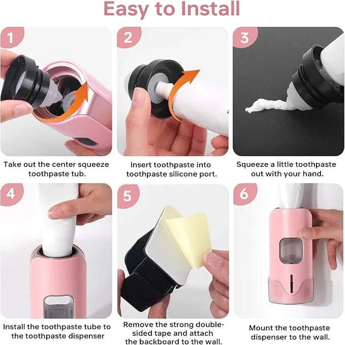 Automatic Toothpaste Dispenser Wall Mounted - Smart Touchless Toothpaste Squeezer with 3 Adjustable Levels, 2 Toothbrush Holders- for Kids and Adults, Bathroom Essentials - ModernBath