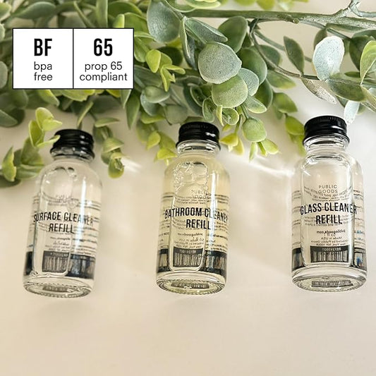 Public Goods Bathroom Cleaner Refill | Refill Concentrate for Toilets, Tile, Showers, Sinks | Cruelty Free, Vegan Friendly | Scented with Lemon Rosemary Essential Oils | 3 Pack - 24 Oz Diluted
