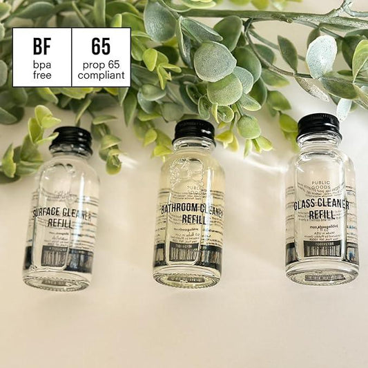 Public Goods Bathroom Cleaner Refill | Refill Concentrate for Toilets, Tile, Showers, Sinks | Cruelty Free, Vegan Friendly | Scented with Lemon Rosemary Essential Oils | 3 Pack - 24 Oz Diluted - ModernBath